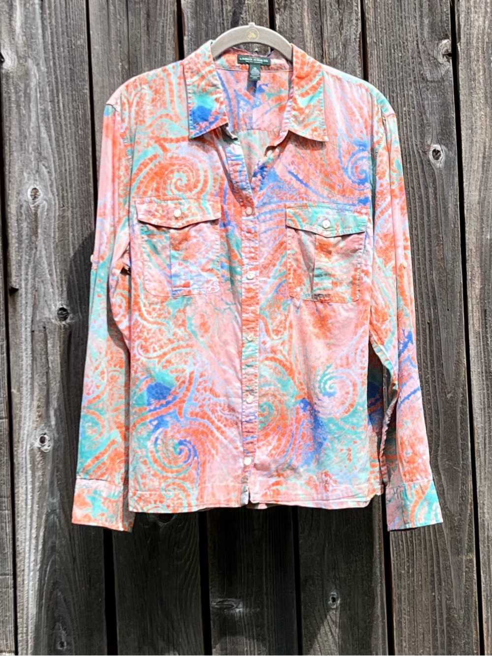 Ralph Lauren button down paisley top size 1X